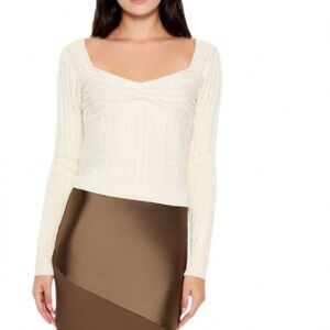 Forever Twenty One Cable Knit Square-Neck Sweater